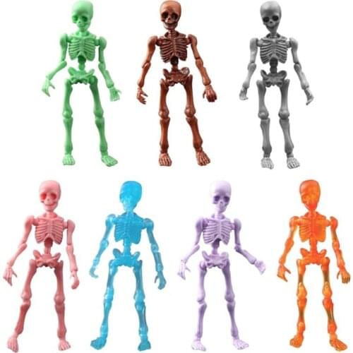 Y55B Movable Mr. Bones Skeleton Human Model Skull Full Body Mini Figure Toy Halloween New Color Crystal Skull