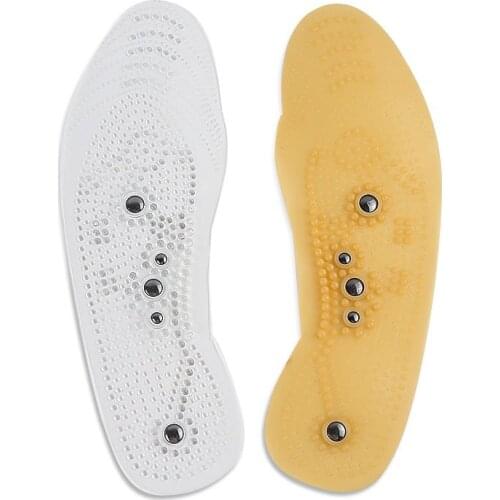USHINE Transparent Yellow Inlay Men Insole Breathable Running Sport Shock Absorber Insole Women Can Cut Magnetic Therapy Insert