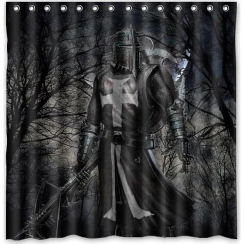Knights Templar Cross Shower Curtain Bath Curtains Waterproof Mildew Resistant Polyester Bathroom Curtain With Hooks 180*180cm