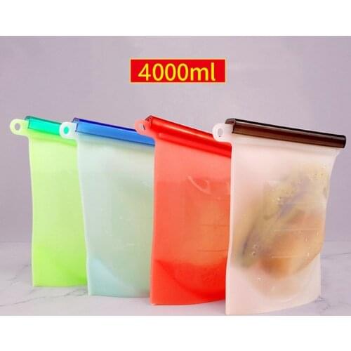 Silicone Food Storage Bag Large-capacity Food Grade Sub-packag Ziplock Bag Silicone Food Fresh-keeping Bag Freezer Storage Bag