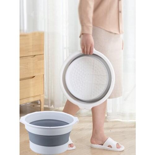 Foldable Foot Bath Bucket Barrel Portable Bathroom Household Plastic Massage Folding Foot Basin Grey