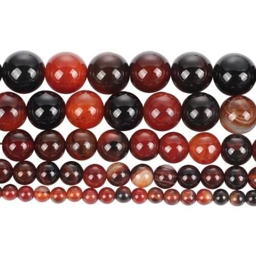 Natural Stone Brown Mixed Agates Charm Round Loose Beads For Jewelry Making Needlework Bracelet Diy Pick Size Strand 4-12 MM