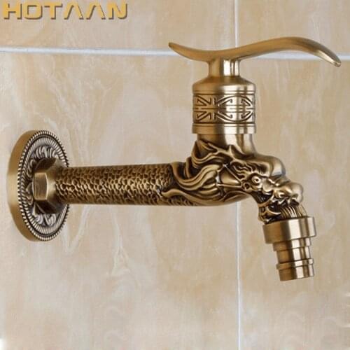 Antique Bronze Dragon Carved Tap Animal Shape Faucet Garden Bibcock Washing Machine Faucet Outdoor Faucet For Garden YT-5157-A