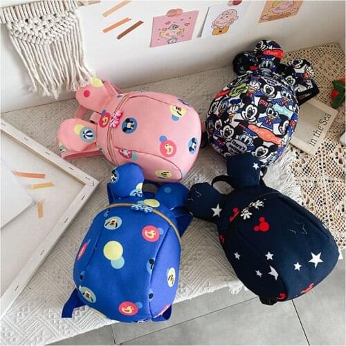Disney Plus Minnie Mickey Mouse Shoulder Bag childrens backpack Anti-lost Kindergarten Boy Girl Cute Backpack Kids Bag gift