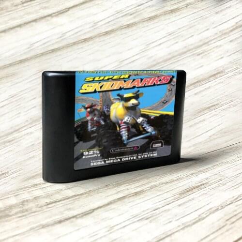 Super Skidmarks - EUR Label Flashkit MD Electroless Gold PCB Card for Sega Genesis Megadrive Video Game Console