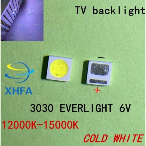 50PCS EVERLIGHT LED Backlight 1-2W 3030 6V Cool white 125-150LM LCD Backlight for TV TV Application 62-123TUN2C/F110140N57SBF-T