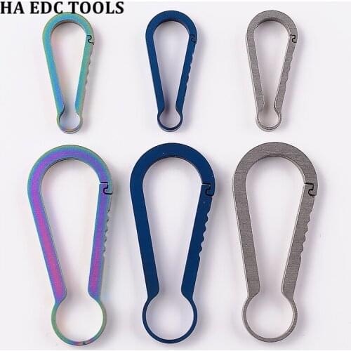 Titanium Keychain EDC Backpack Buckle Mini Hanging Buckle Titanium Ring Hanging Key Ring Elastic Pressure Button