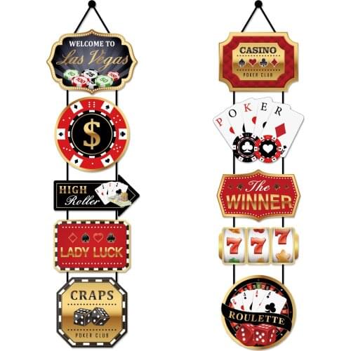 The Winner Las Vegas Poker Birthday Party Decorations Hanging Banner Door Couplet for Birthday Baby Shower Party Supplies