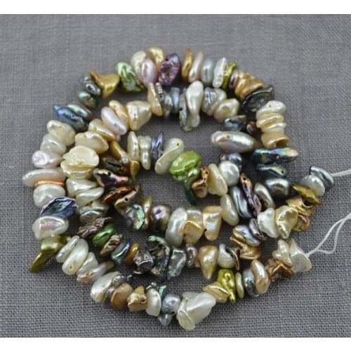 Unique Pearls jewellery Store Freshwater Pearl Loose Beads Keshi Pearl Top Drilled Multicolor 6-7mm One Full Strand YLS1-006