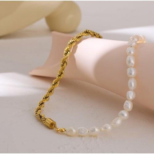 Baroque Pearl Necklace 316 Stainless Steel New Luxury Chain Collar Necklace 18 K Metal Gold Jewelry 2021 Women Original Design