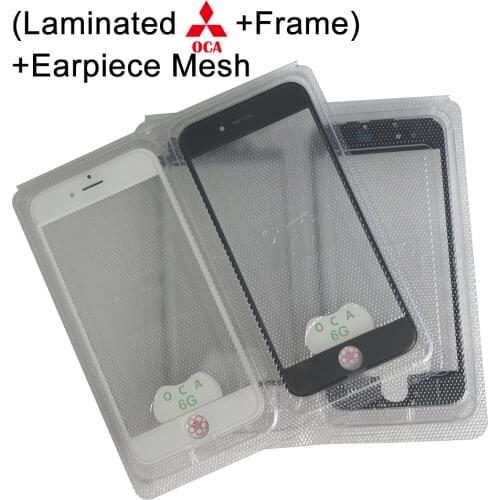 10Pcs High Cleanness Cold Press 3 In 1 For iPhone 6 6S 7 8 Plus 11 XR Front Touch Glass Screen With Frame Bezel+OCA