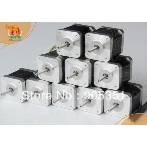10PCS CNC Nema17 for 1.7A, 4200g.cm, 48mm length,0.9 degree Wantai Stepper Motor
