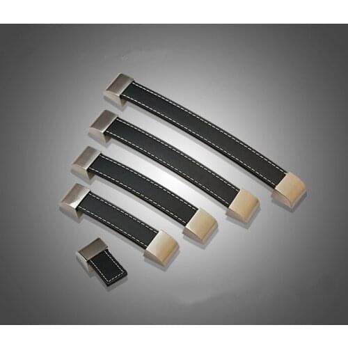10pcs Black Leather Drawer Cabinet Zinc Alloy European Style Handle
