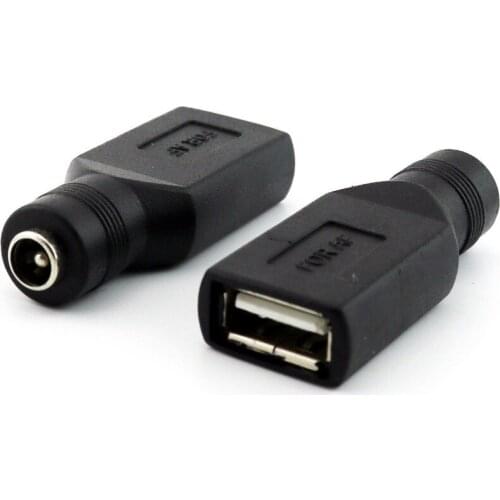 10x USB 2.0 A To 5.5mm x 2.1mm Female Jack DC Power Converter Charger Adapter Connector Straight Black