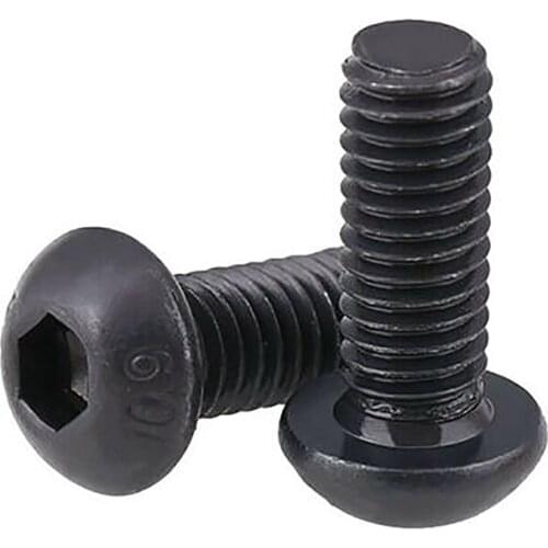 20Pcs M2 M2.5 M3 M4 Black Zinc Plated Button Head Hex Socket Screws DIN7380 Allen Bolts High Tensile Grade10.9 Carbon Steel