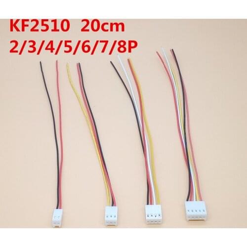 20PCS KF2510 2.54 Connector Plug Wire Cable 20cm Long 26AWG 2/3/4/5/6/7/8P Single End