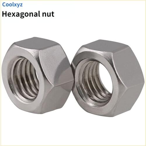 304 stainless steel hex nut 316 nut 201 screw cap M1.6/M2/M2.5/M3/M4/M5-M10 10PCS