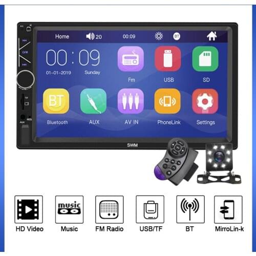 New A6 Car Radio 7" Touch Screen 2 Din Multimedia Player BT Stereo Audio MP5 Player Autoradio Support USB AUX FM U Disk TF SWC