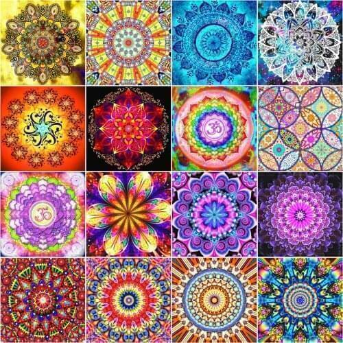 AZQSD Full Drill Diamond Painting Mandala Cross Stitch Home Decor Needlework Diamond Embroidery Flower Picture Of Rhinestones