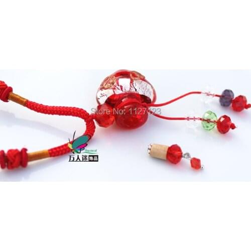 Free shipping !!5pcs Murano red glass diffuser essential oil bottle necklace,perfume jewelry necklace,Aroma bottle necklace