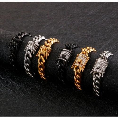 11mm Width New Style Fashion Gold/S Color Micro Pave CZ Stone Bracelet Link Chain Bracelets Hip Hop Jewelry Gift