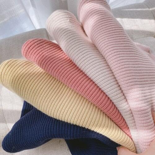 Small and medium-sized childrens solid color sweater girls pastoral style sweater Korean loose casual childrens pullover