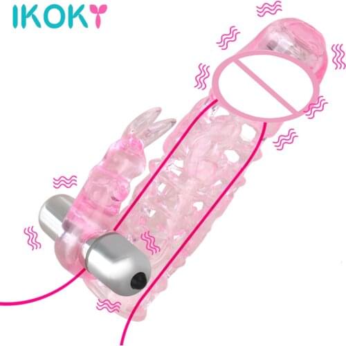 Dual Vibrators Silicone Hollow Sleeve Penis Enlargement Delay Ejaculation Cock Ring Condoms Sex Toys For Men Couple Tools Erotic