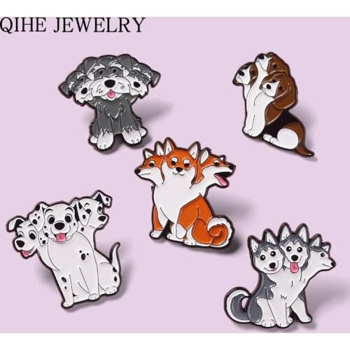 Cerberus Enamel Pins Three Headed Dog Brooch Fashion Cartoon Mythical Animal Lapel Pin Badge Jewelry Gift for Friends Wholesale
