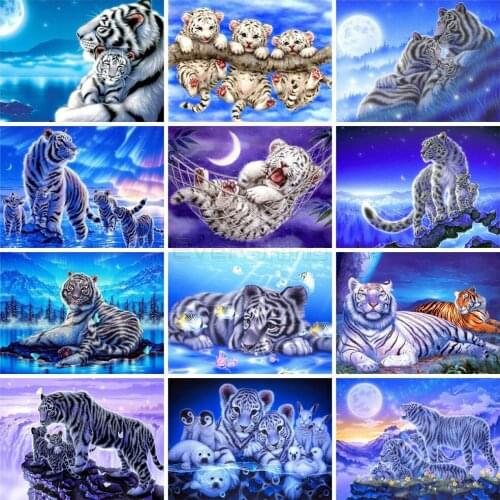 EverShine 5D Diamond Painting Full Drill Square Tiger Cross Stitch Diamond Embroidery Sale Animals Rhinestones Art Home Decor