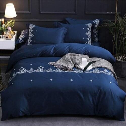 European 60s long-staple cotton 4pcs bedding set duvet cover embroidered cotton bed sheets king /queen size quilt cover set