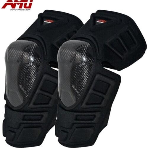 AMU Motorcycle Knee Protection carbon firber Pads Motorbike Protective Gear Protector Guard Motorcycle Armor Motocross Knee Pads