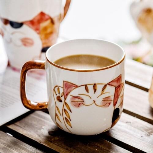 Hand Painted Ceramic Coffee Cup Small Exquisite Large Capacity Mug Japanese Office Water Cup Coffee Mug with Lid Tumbler Cup