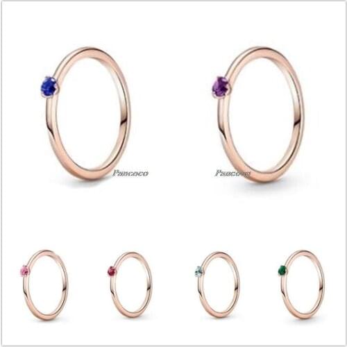 Authentic 925 Sterling Silver Colours Red Solitaire Rings For Women Wedding Party Gift Europe Pandora Jewelry