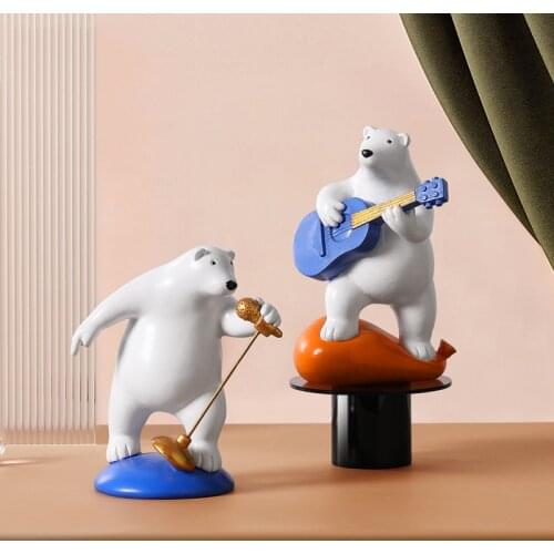 Nordic Creative Resin Band Bear Trinket Crafts Sculpture Ornaments Living Room Desktop Bedroom Home Decoration Accessories