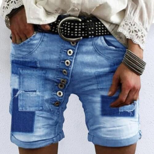 Summer womens jeans shorts casual pocket stitching design shorts all matched summer street jeans denim sweat-absorbent shorts