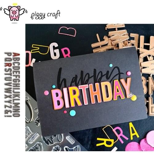 Piggy Craft metal cutting dies cut die mold 56Pcs Line letter symbol Scrapbook paper craft knife mould blade punch stencils dies