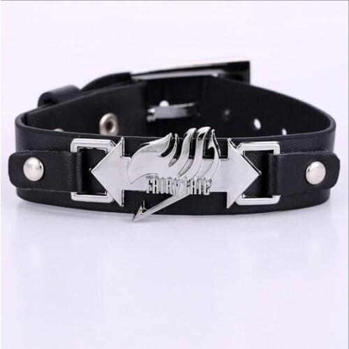 MOSU Free shipping Cosplay Fairy Tail black bracelets fashion anime Punk bracelets fashion gifts