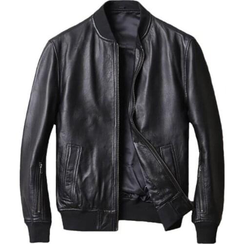 Real Sheepskin Leather Jacket Coat Mens Streetwear Plus Size Korean Style Mans Genuine Leather Jackets Spring and Autumn A796