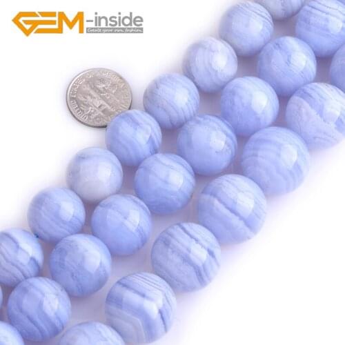 Natural AA Grade Chalcedony Round Semi Precious Faceted/Smooth Beads Blue Beads for Jewelry Making 15" Strand Wholesale New