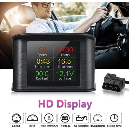 P10 2.6Inch Hud OBD2 Computer Car Speed Projector Digital Speedometer Display Fuel Consumption Temperature Gauge Diagnostic Tool