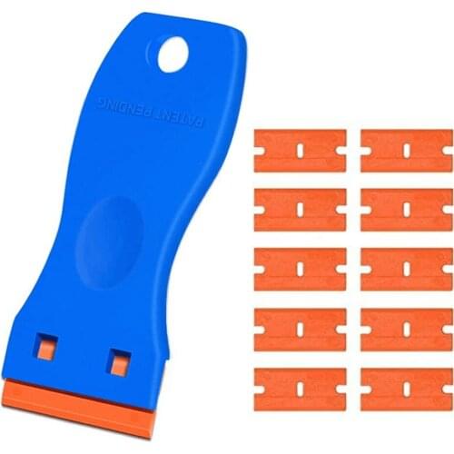 Plastic scraper with wavy handle for scraping labels and decals, glass, windshield and auto window film vinyl tool applications