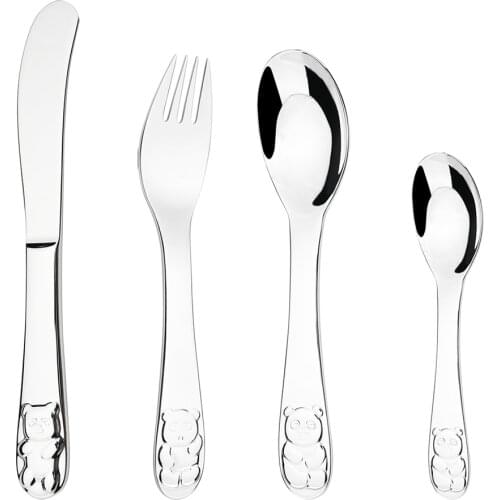 304 Stainless Steel Baby Portable Dishes Teaspoon Dinner Spoons Fork Knife Utensils Baby Kids Learning Eating Children Tableware