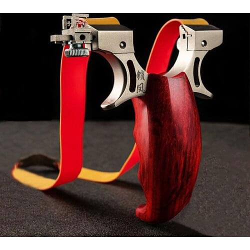 Slingshot Catapult Outdoor Hunting Shooting Wood Handle Stainless Steel Power Slingshot With Titanium Sight Flat Rubber Band
