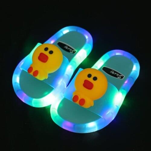 2021 Footwear Luminous Jelly Summer Childrens LED Slipper Girls Slippers PVC Non-slip Duck Beach Sandals Kids Home Blue