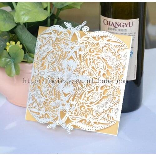 White pearl wedding cards laser cutting, laser cut invitation cards new