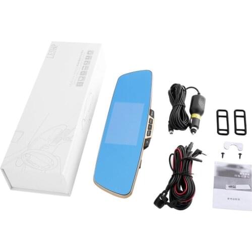 F3C Dual Lens 4.3 TFT Rearview Mirror Dual Channel Dash Cam with Car Recorder and Reverse Parking System 1080P HD 140 Angle