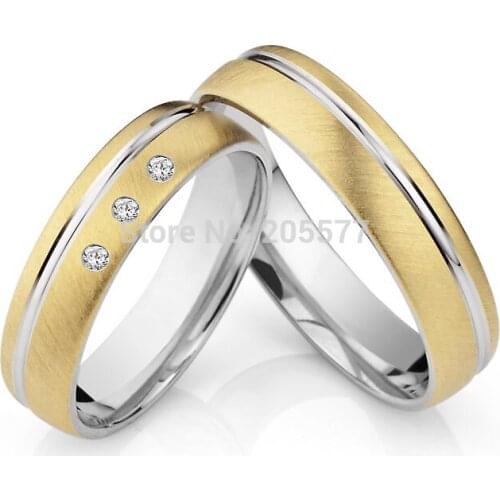 Top Quality surgical titanium crown wedding bands engagement couples rings sets with gold plating for men and women