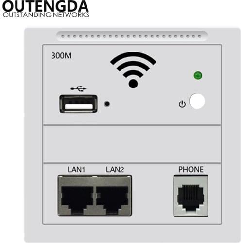 300Mbps In-Wall AP Repeater Socket Access Point Wireless AP RJ45 RJ11 WiFi Extender USB Chargin 802.3AF POE AC power Router
