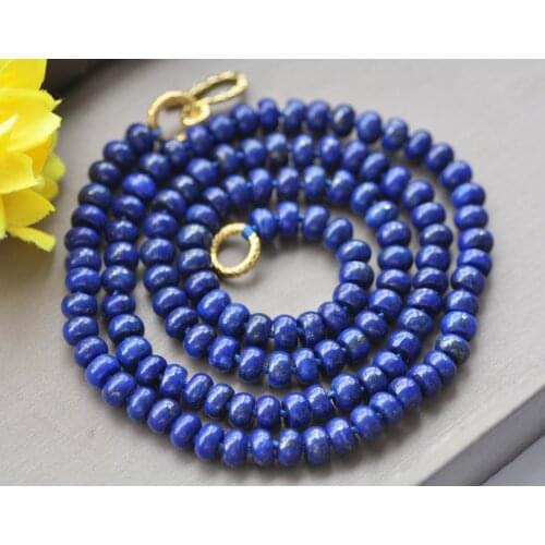 Z10755 17"-50" 8mm Rondelle Blue Lapis lazuli Bead Necklace