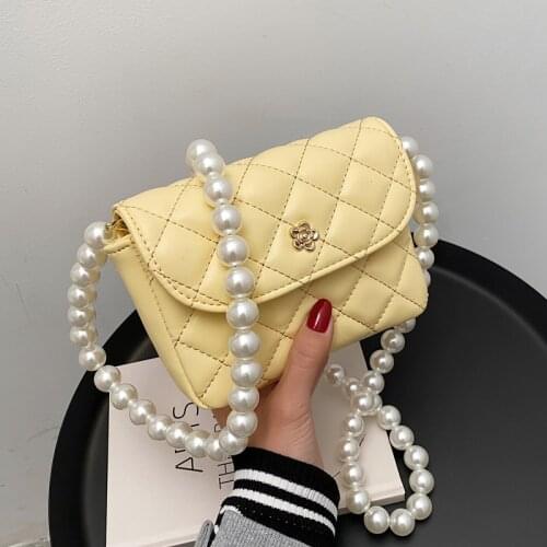 Beibao pearl chain bag womens summer 2021 new fashion net red messenger bag Lingge small square bag
